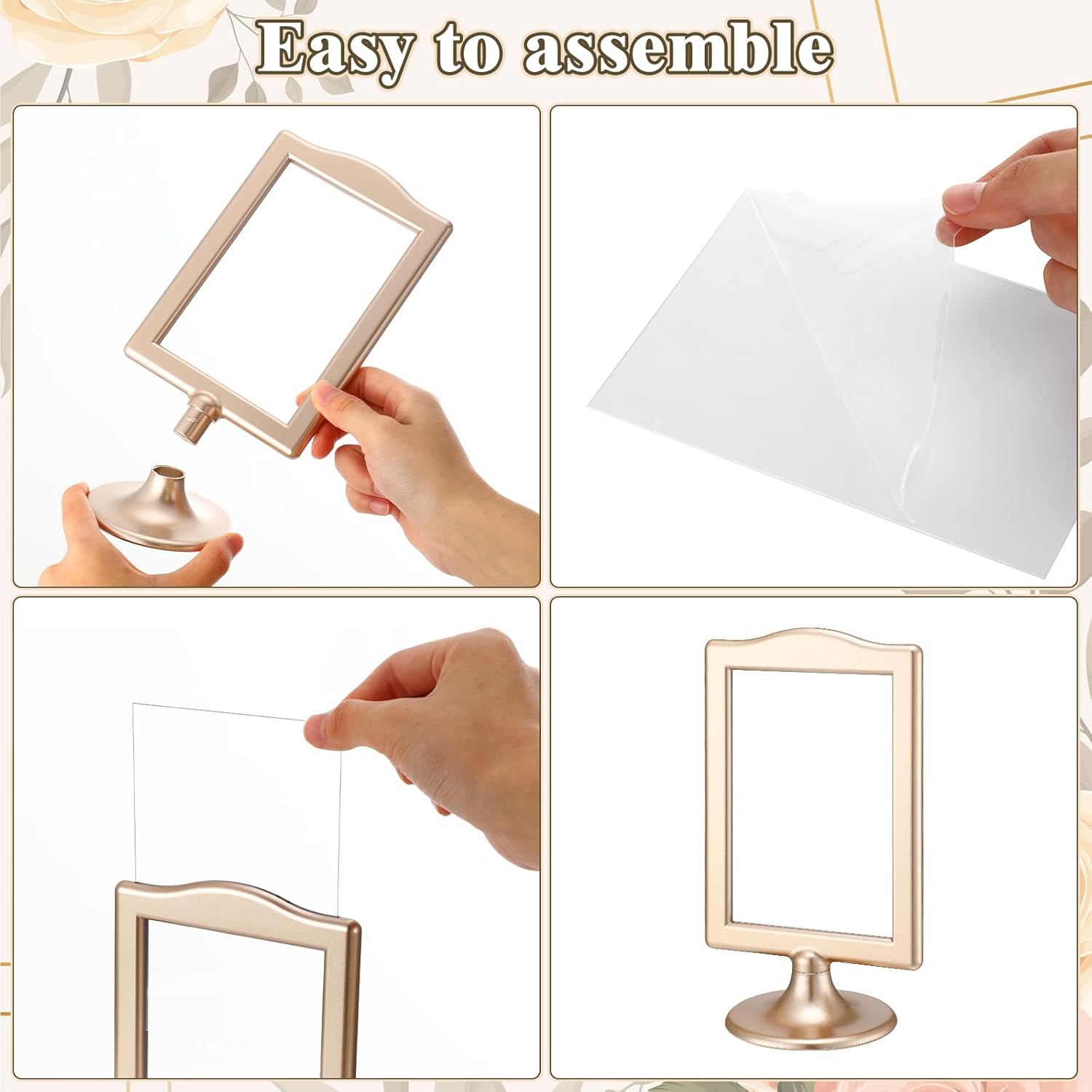 Soaoo 24 Pcs Double Sided Gold Picture Frames for Tabletop Display