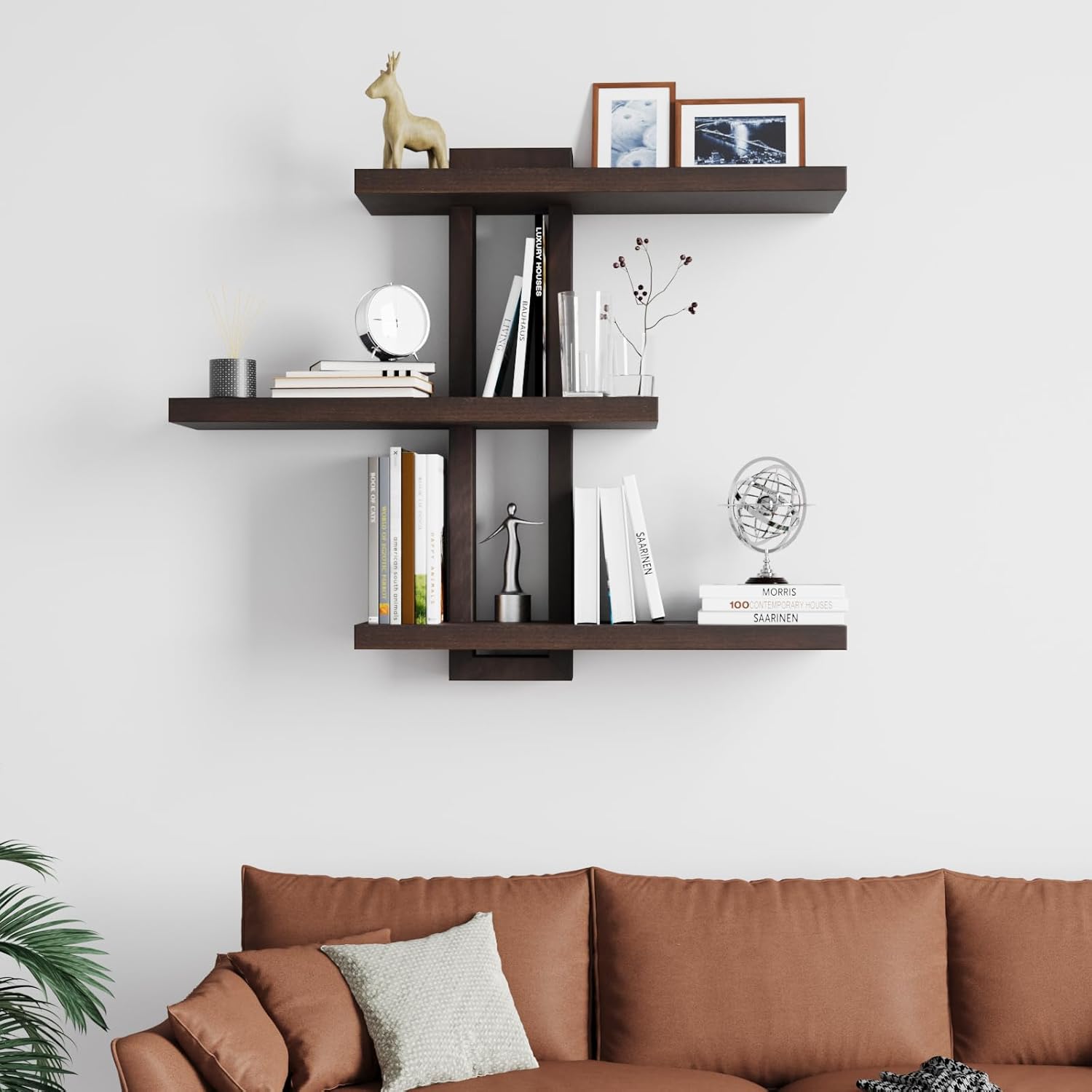 Variable Wood Floating Shelves Set of 3 - Dark Walnut
