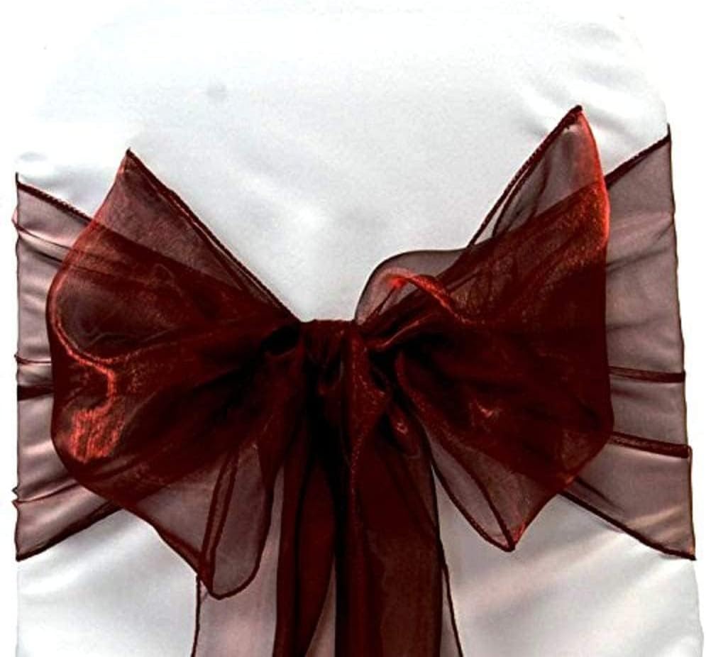 Elegant Organza Chair Sashes Pack of 10 Burgundy