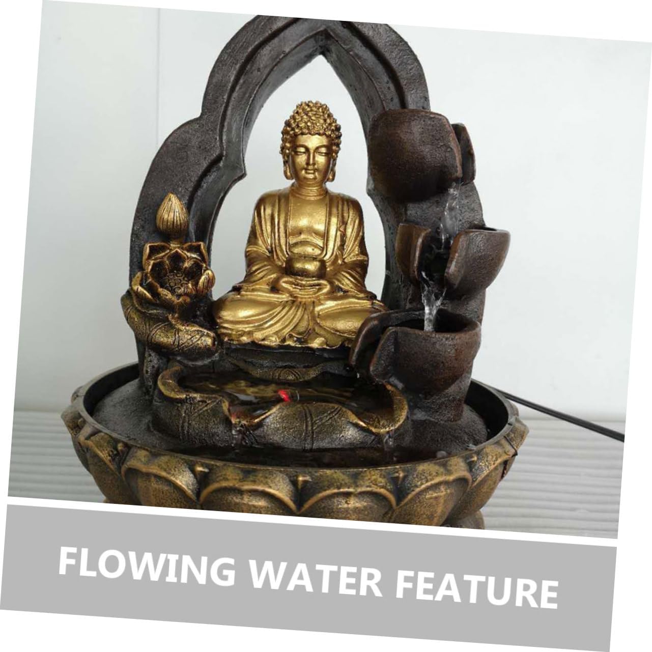 Buddha Statue Resin Tabletop Water Fountain Decor