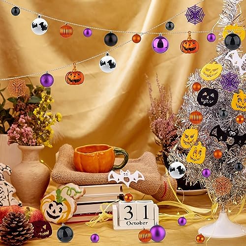 61 Piece Halloween Ball Ornaments Set for Tree Shatterproof Decorative Hanging Halloween Home Decor Indoor with Loop