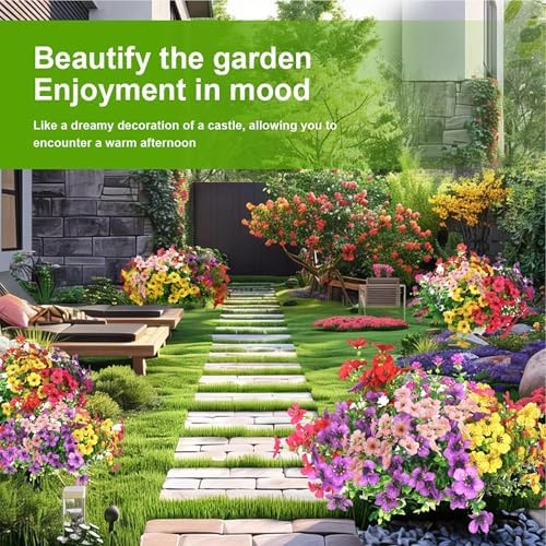 Artificial Flowers for Outdoors Fake Flowers UV Resistant Pink Purple Daisy Set