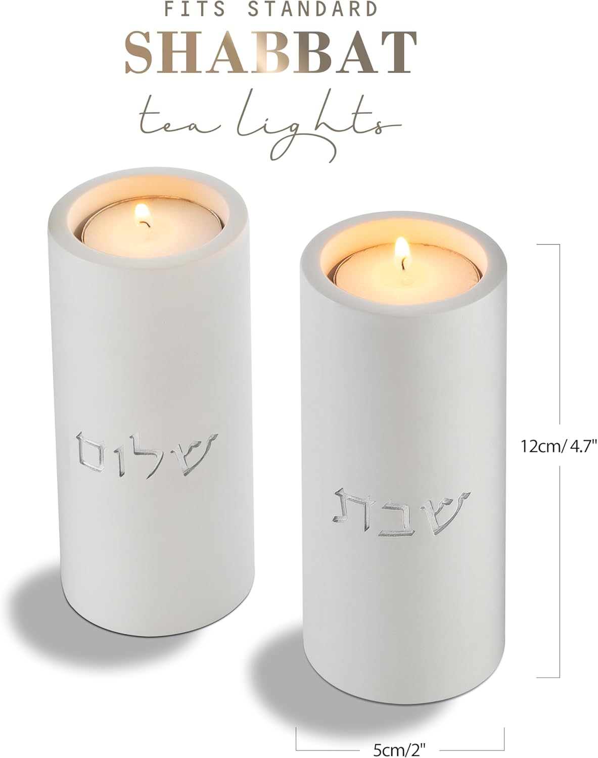 SURI Shabbat Candle Holders Set Modern Minimalist Concrete Tea Light Holders