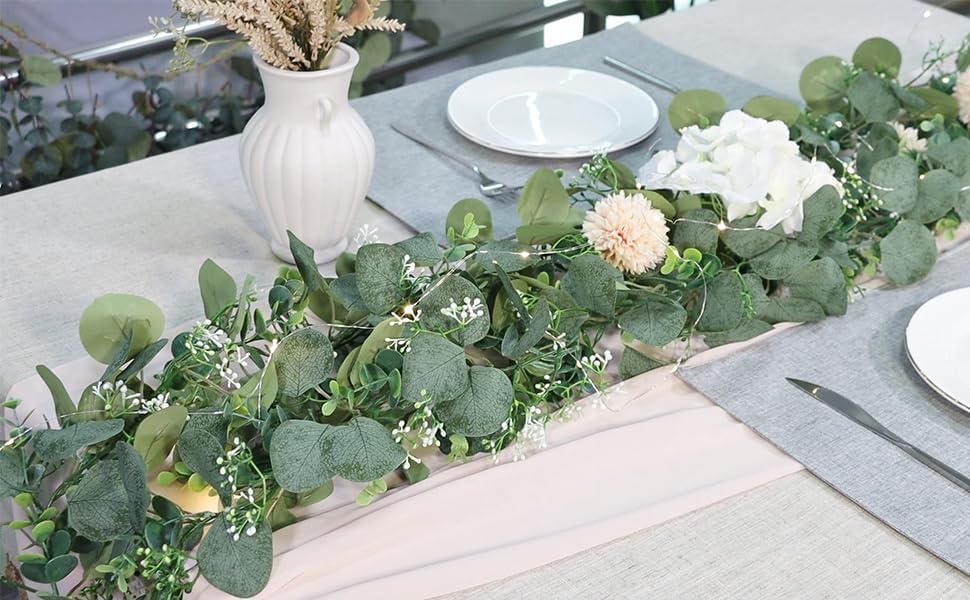SOMYTING Eucalyptus Garland 2 Pack 12FT Artificial Decor