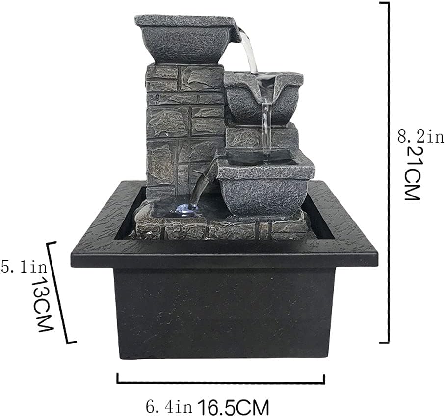 XXZY 4-Tiered Tabletop Fountain with Square Base