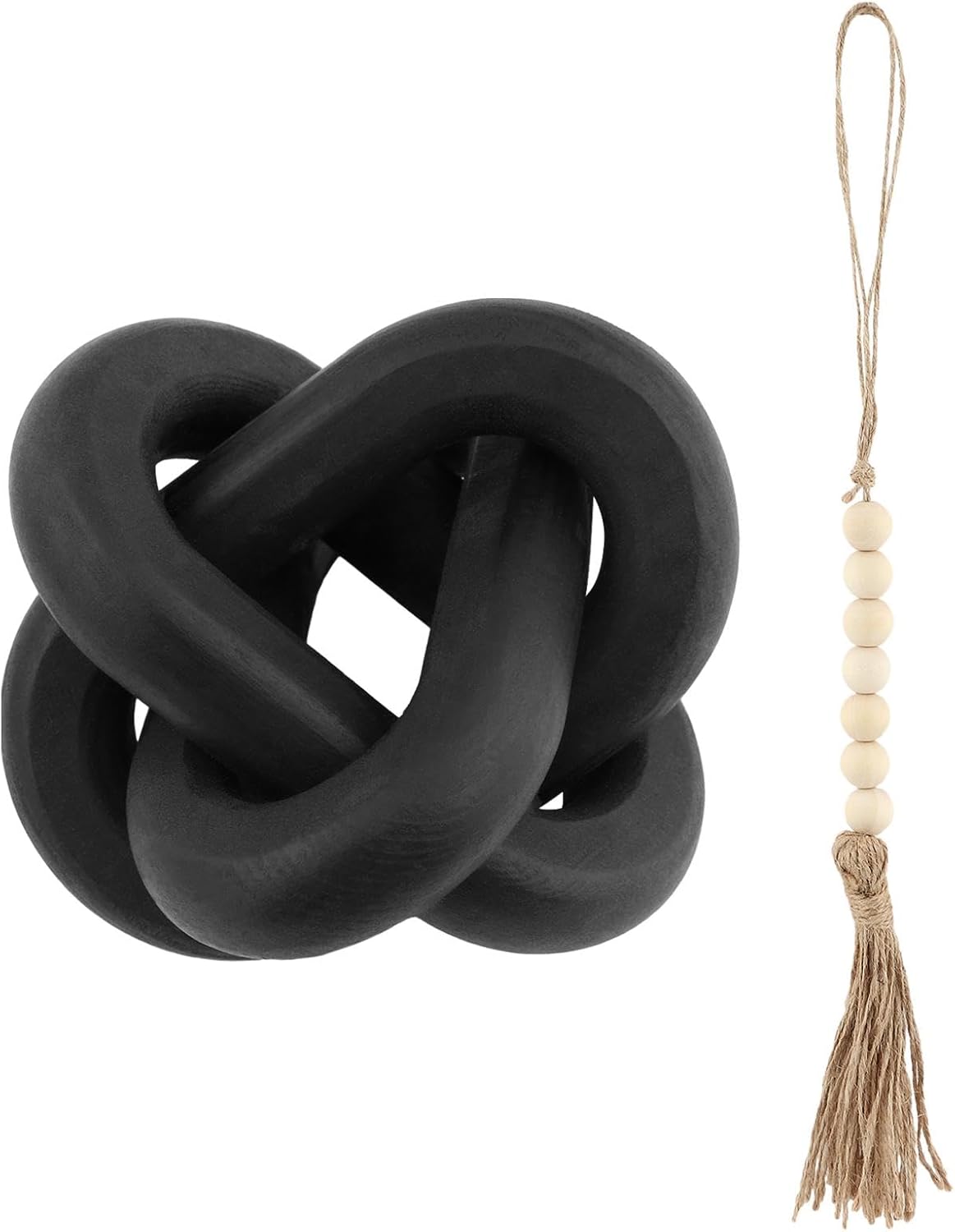 Quixleen Wood Knot Chain Link Decor Black