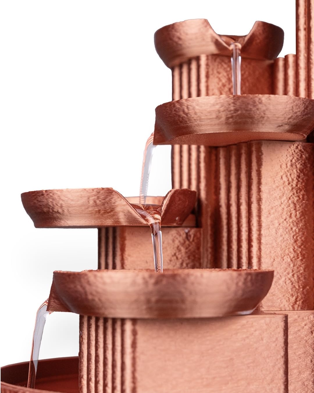 4-Tier Copper-Colored Tabletop Water Fountain with 85W x 85L x 7H Inches