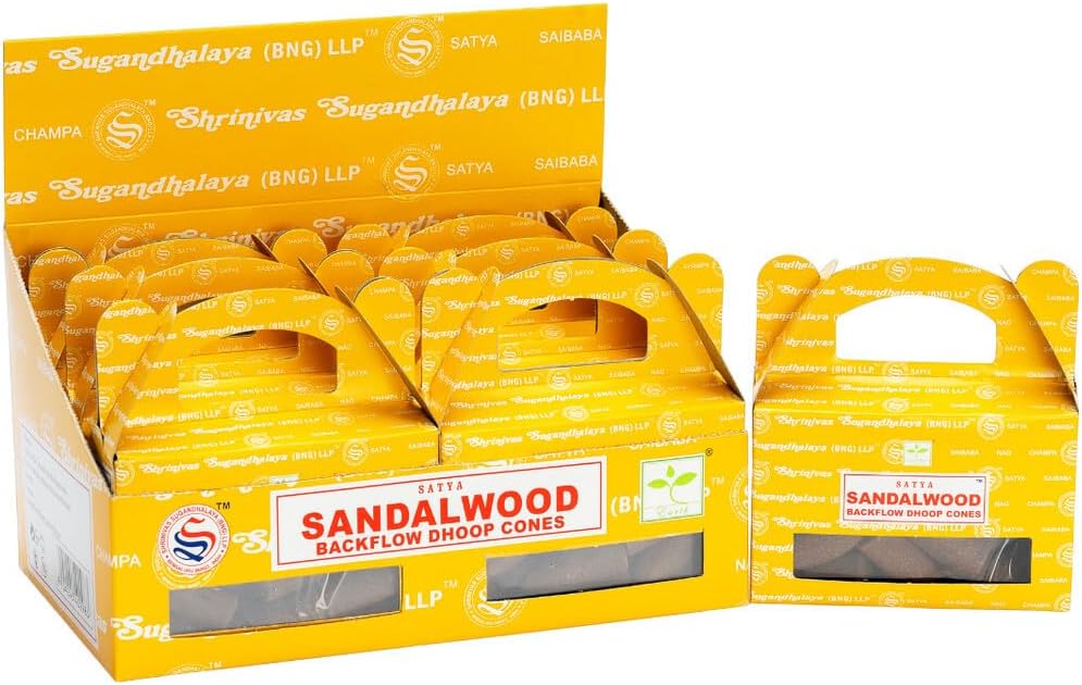 Satya Backflow Cones 6 Pack Sandalwood 24pc Box