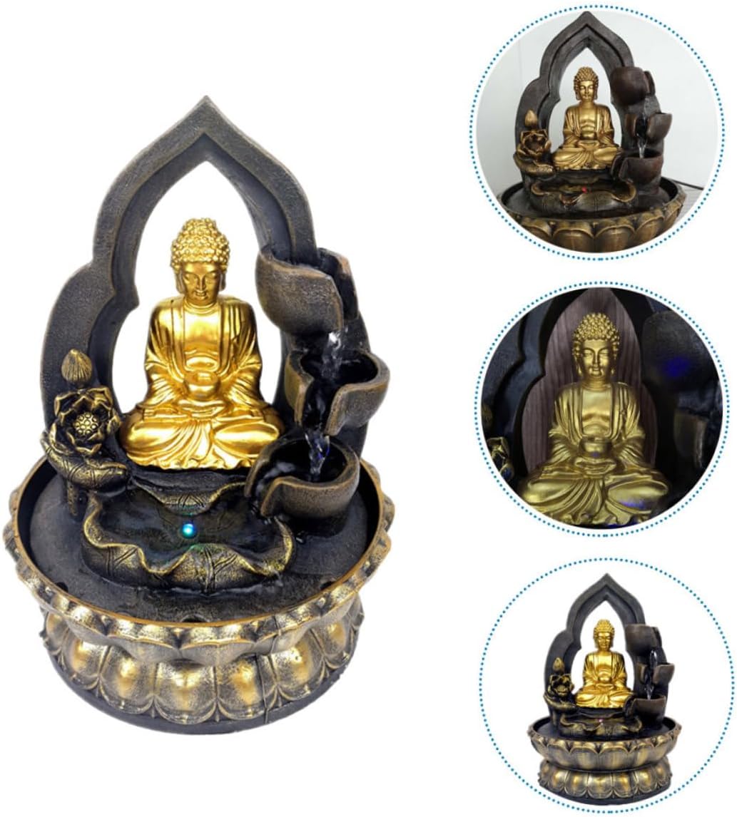 Buddha Statue Resin Tabletop Water Fountain Decor