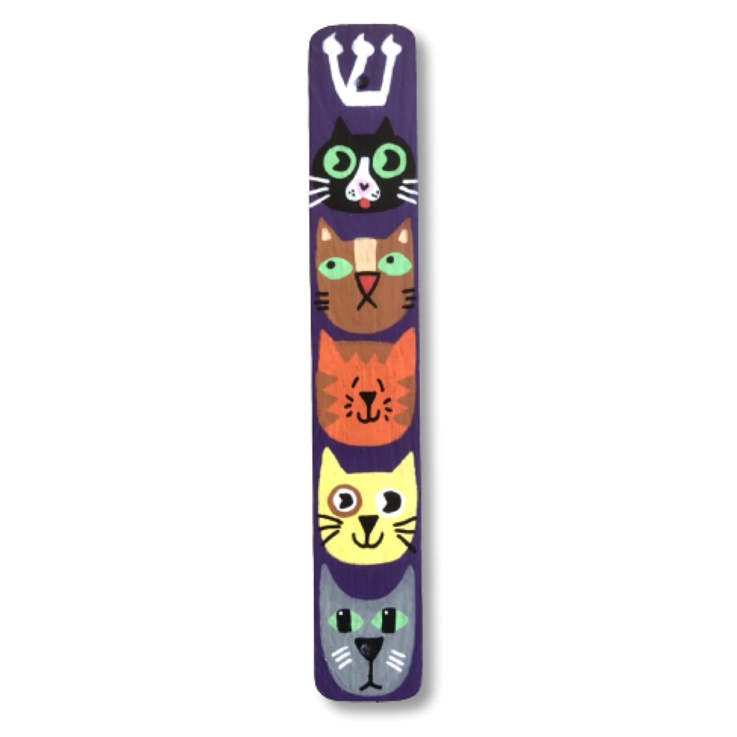 Cat Mezuzah Scroll Case Childrens Judaica Purple No Scroll