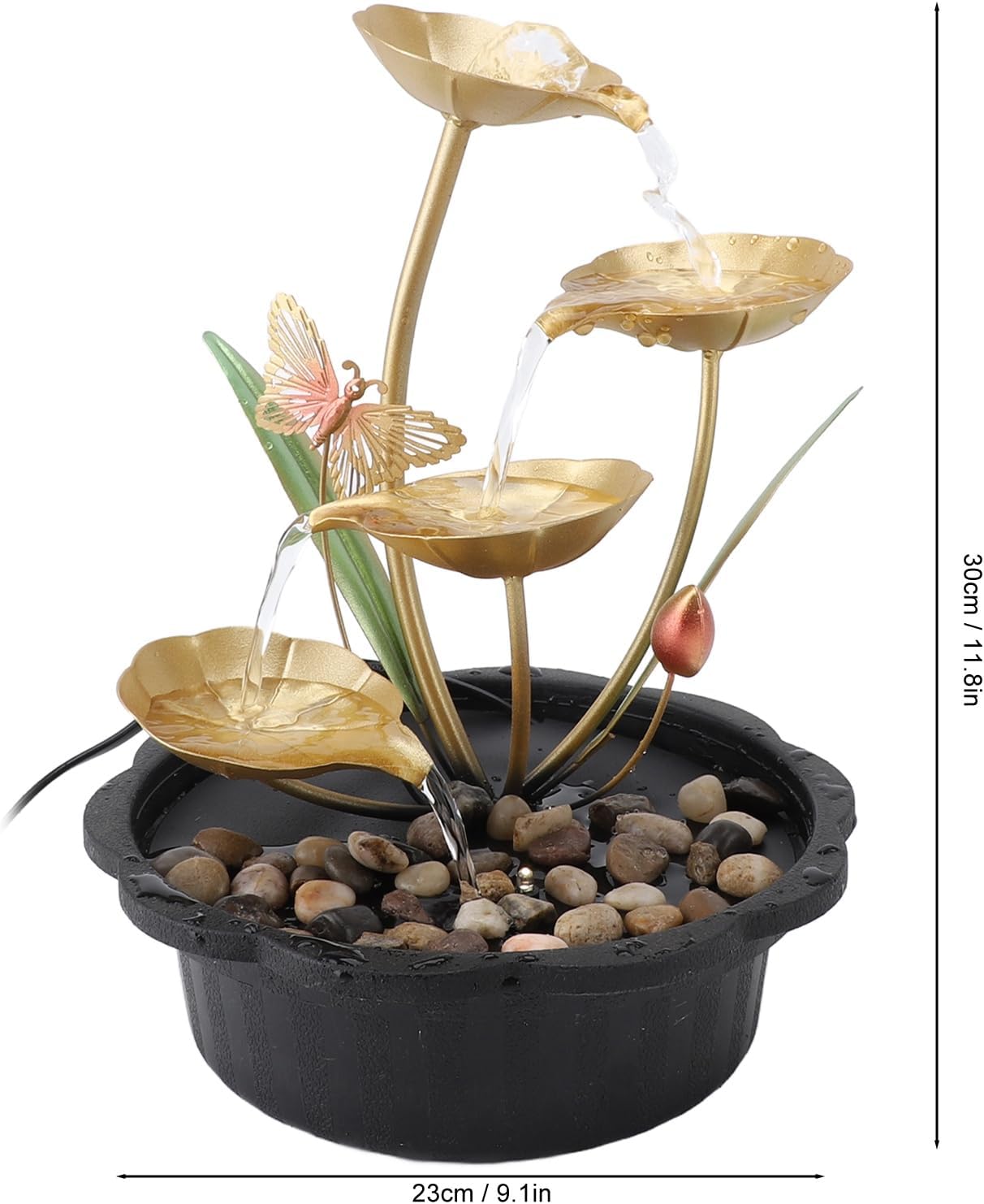 Desktop Water Fountain Ornament with USB and LED Light