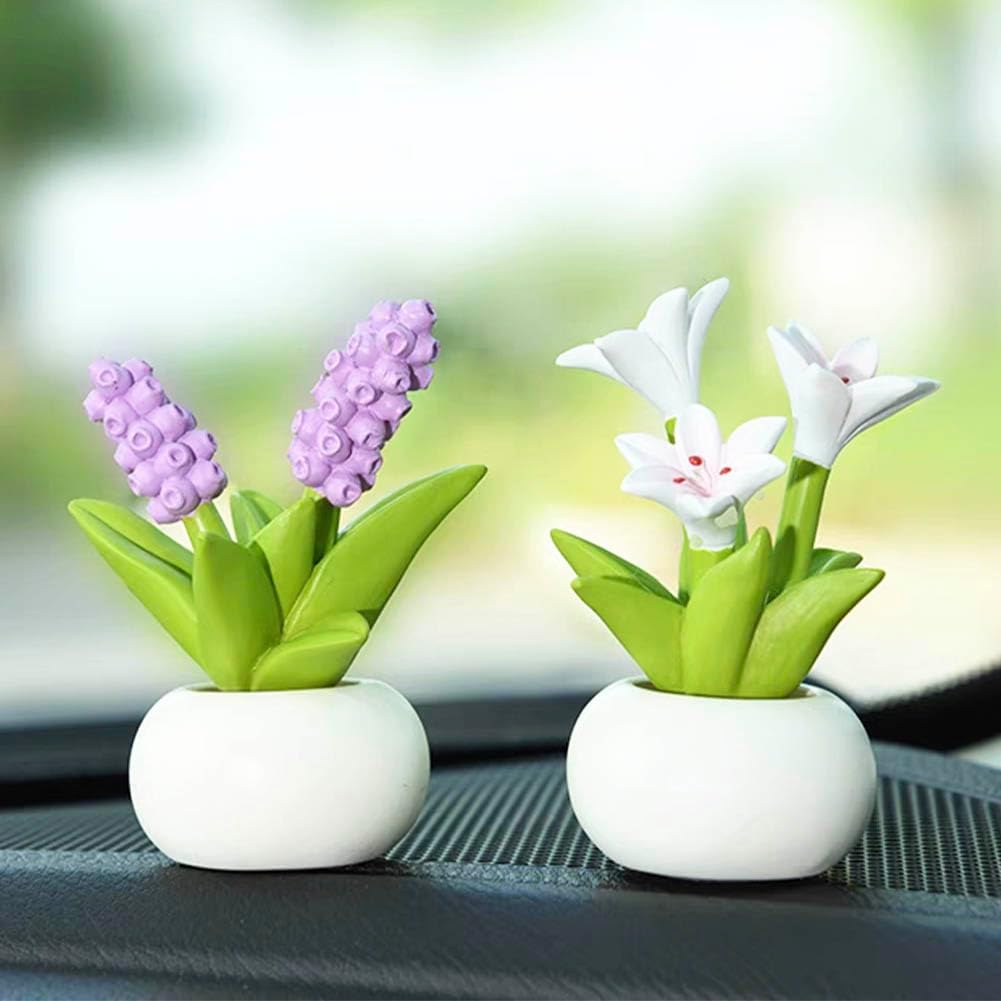 Magicherry Resin Hyacinth Flower with Pot Purple Decor