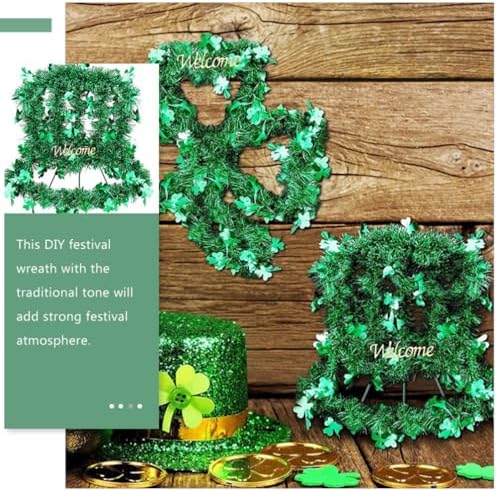 Garneck Irish Decor Flower Wreath 2pcs Shamrock Frame