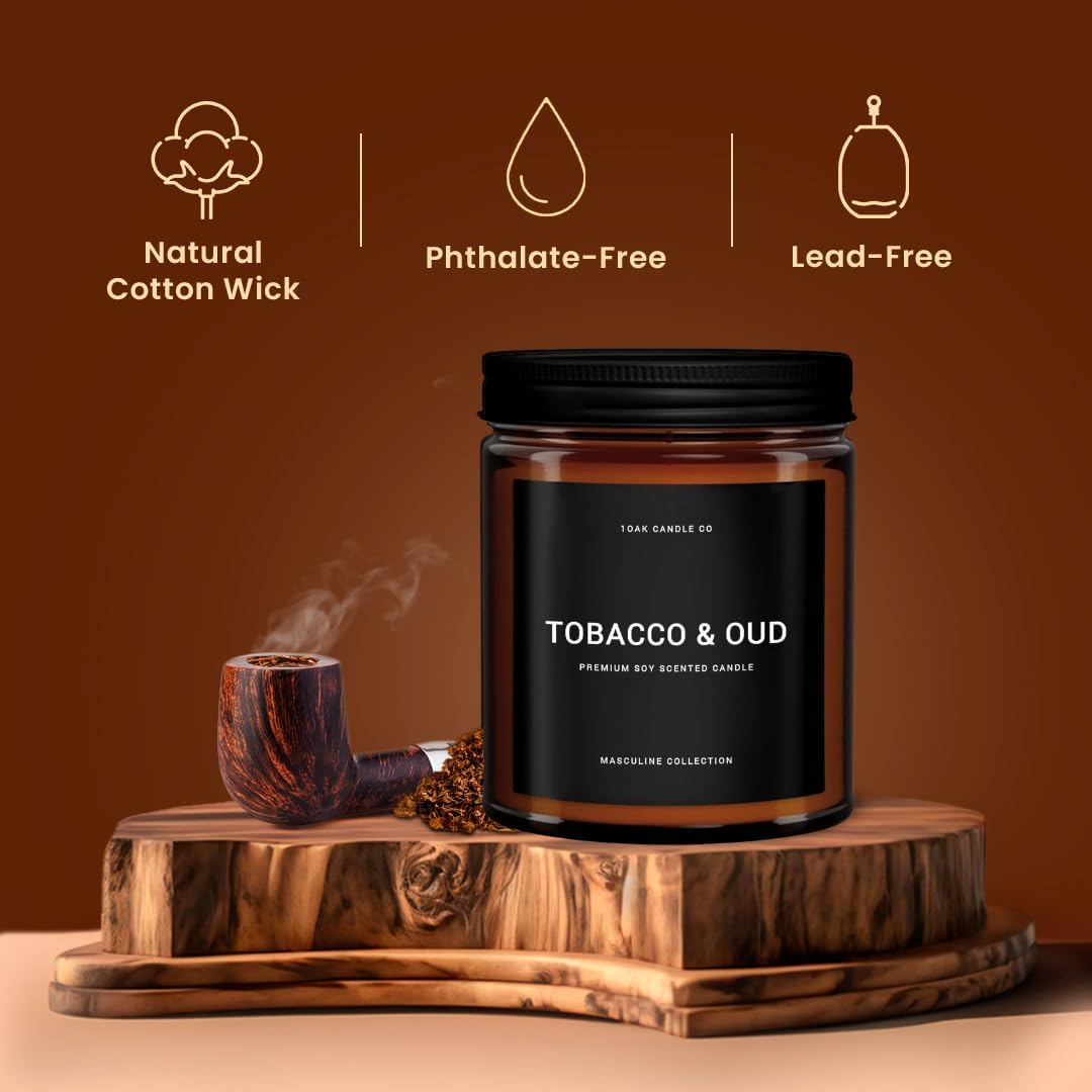 1OAK Tobacco Oud Scented Candle Jar 7oz 40hr Burn Time Soy Wax