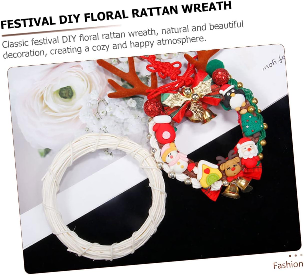 6pcs Rattan Door Hanging DIY Wreath Hanger Jute Twine Front Door Wall Decor