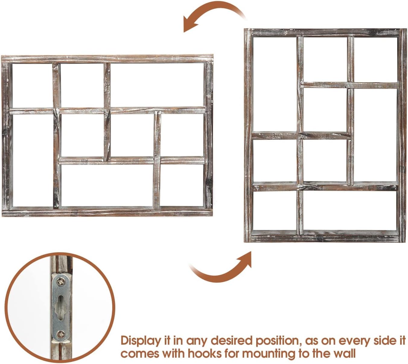 Rustic Multi-Slot Shelf Cube Display 9 Compartment