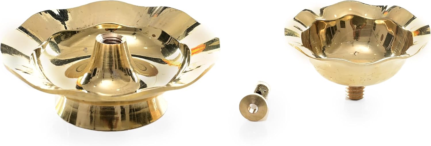 Aditri Creation Small Lotus Brass Oil Lamp 3 Inches