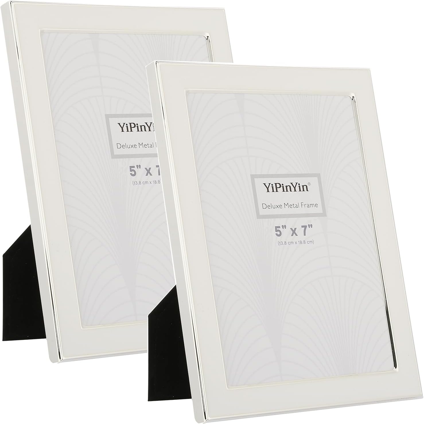 YiPinYin 5x7 Silver Metal Edge Photo Frames Set of 2