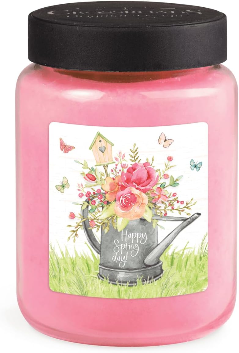 Crossroads Original Designs Happy Spring Day Jar Candle with Fresh Cut Roses Scent