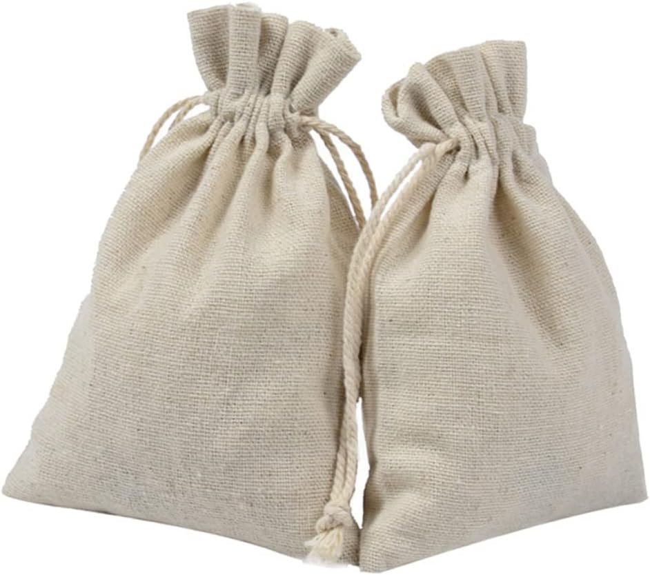 4pcs Cotton Tea Storage Sachets with Drawstring Design