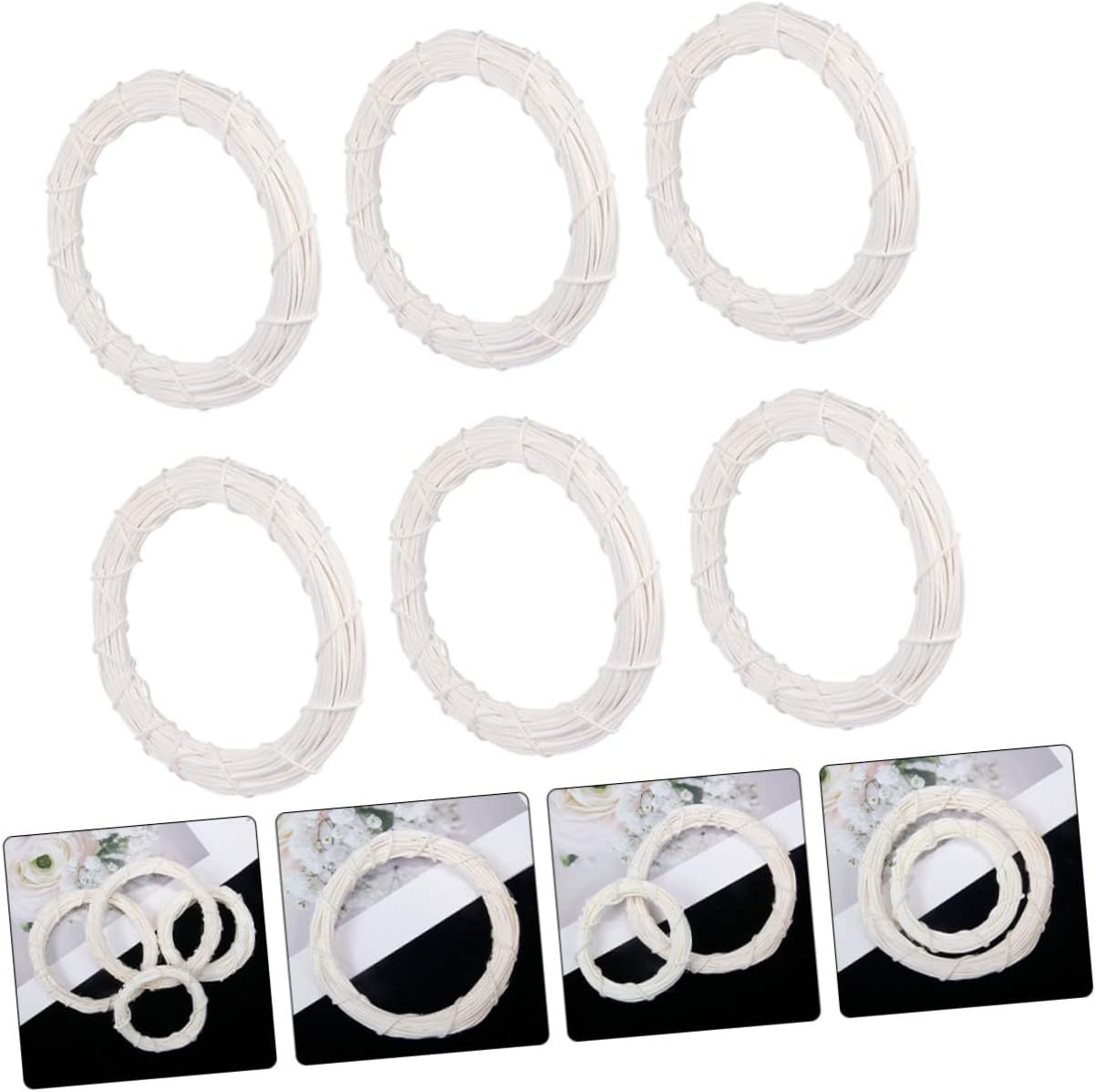 6pcs Rattan Door Hanging DIY Wreath Hanger Jute Twine Front Door Wall Decor