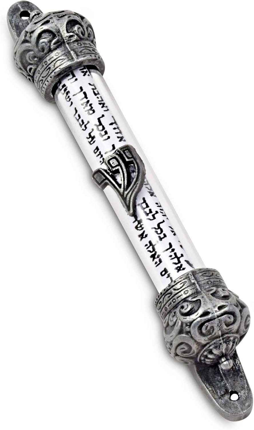 Peer Hastam Pewter Crown Mezuzah Scroll Door Ornament