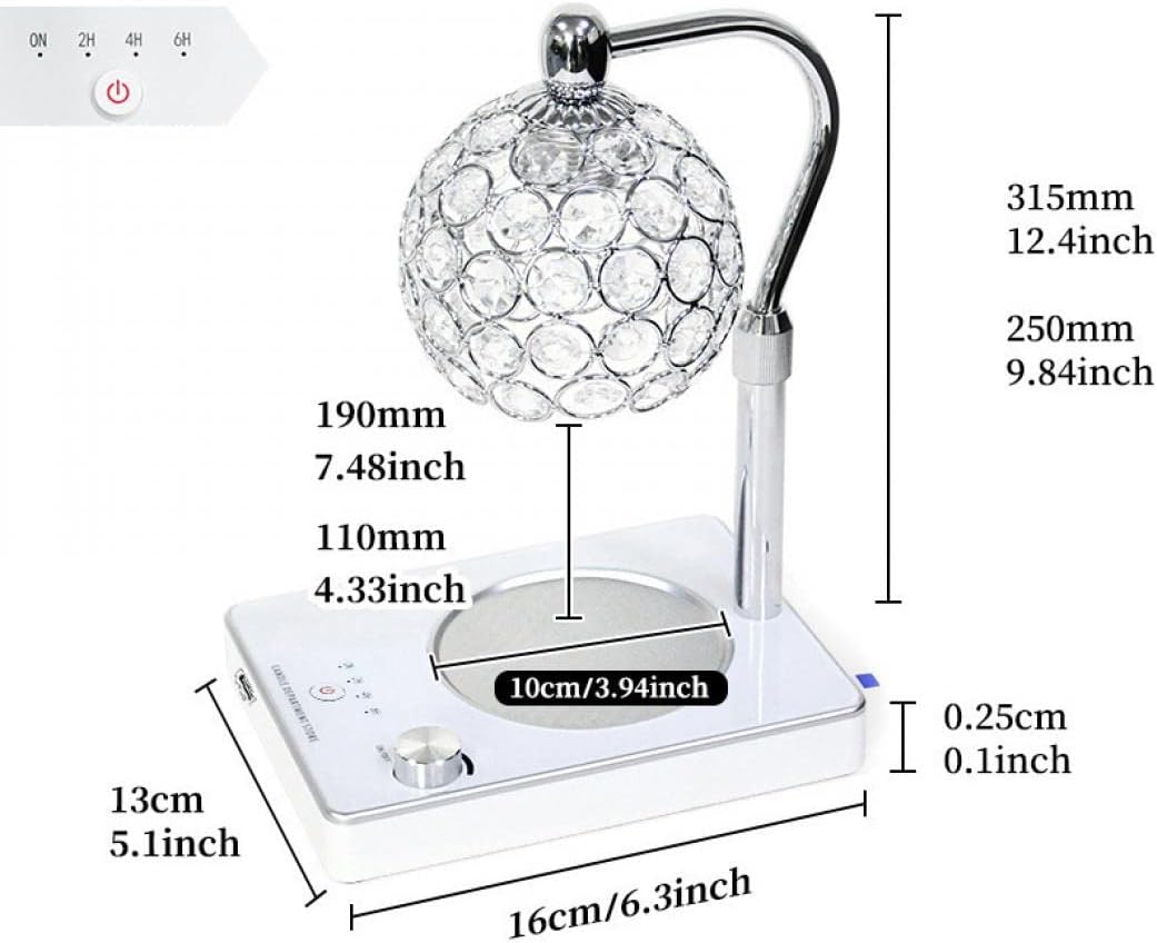 Elegant Adjustable Candle Warmer Lamp with Timer and Night Light - Silver