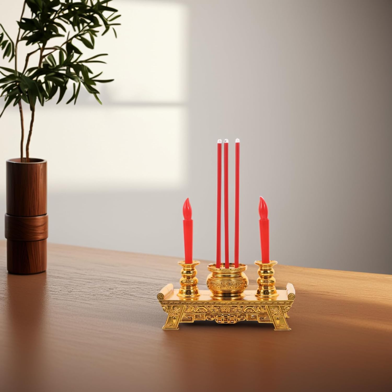 Uonlytech Chinese Style LED Candle Lamp for Meditation and Home Decor