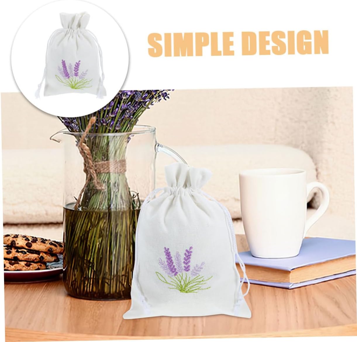 HEALLILY 5pcs Decorative Drawstring Lavender Scented Pouches