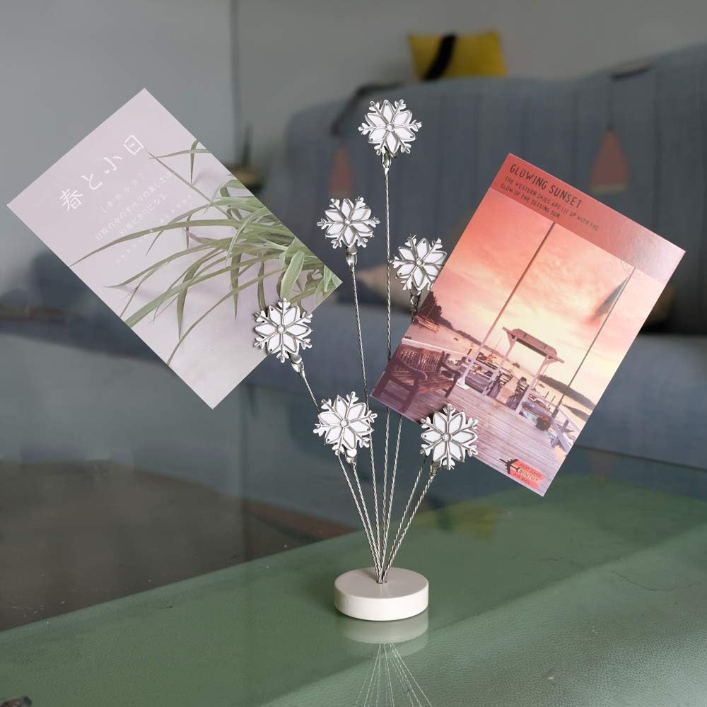 8-Branch Family Tree Photo Frame Holder with Snowflake Design