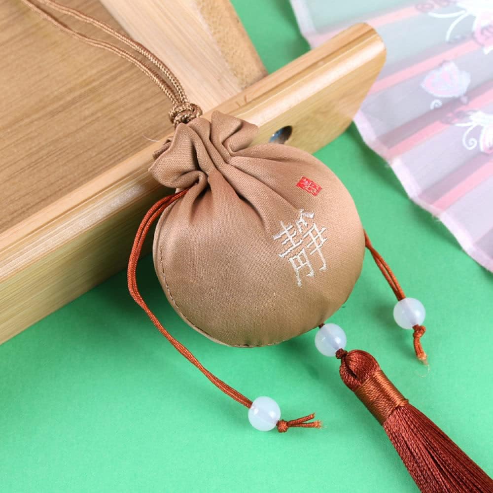4 Pcs Small Drawstring Scent Bags with Tassel Brown Brocade