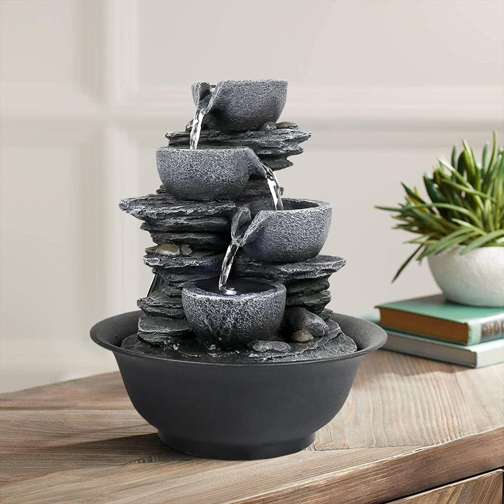 Naturefalls Indoor Tabletop Water Fountain 106 Inch 4 Tier with LED Light