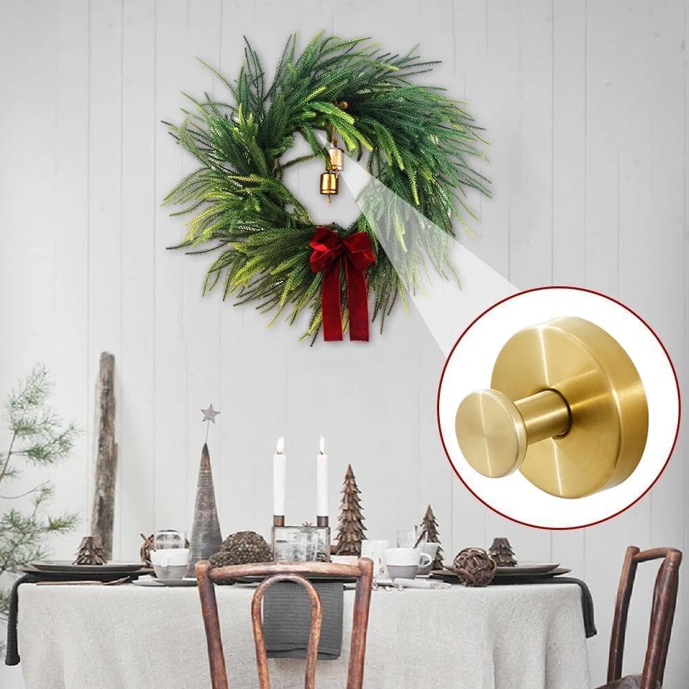 2 Pack Stainless Steel Wreath Hanger - Front Door Garland Hanger with Suction Cup