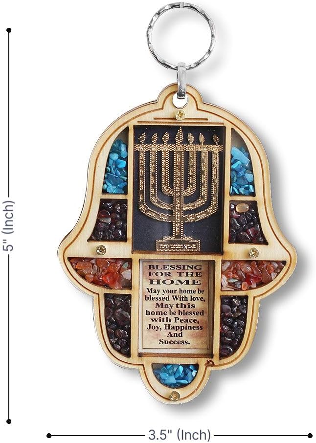 My Daily Styles Jewish Wooden Hamsa Menorah Wall Decor