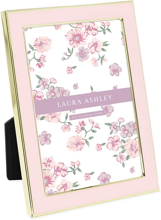 Laura Ashley 4x6 White Enamel Picture Frame with Silver Edges