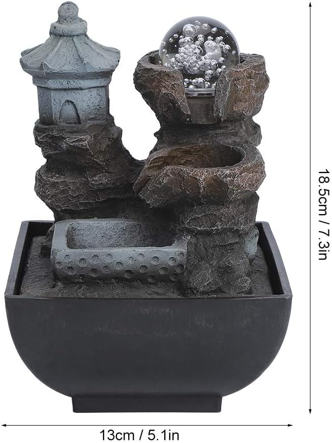 Zerodis Water Fountain Indoor LED Tabletop Fountain Decoration Gift
