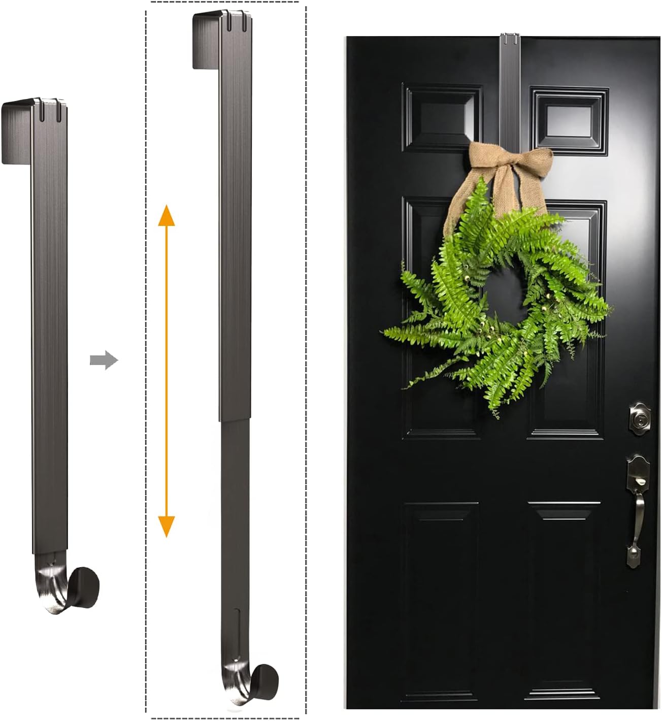 Adjustable Wreath Hanger for Door 20lbs Capacity White and Nickel
