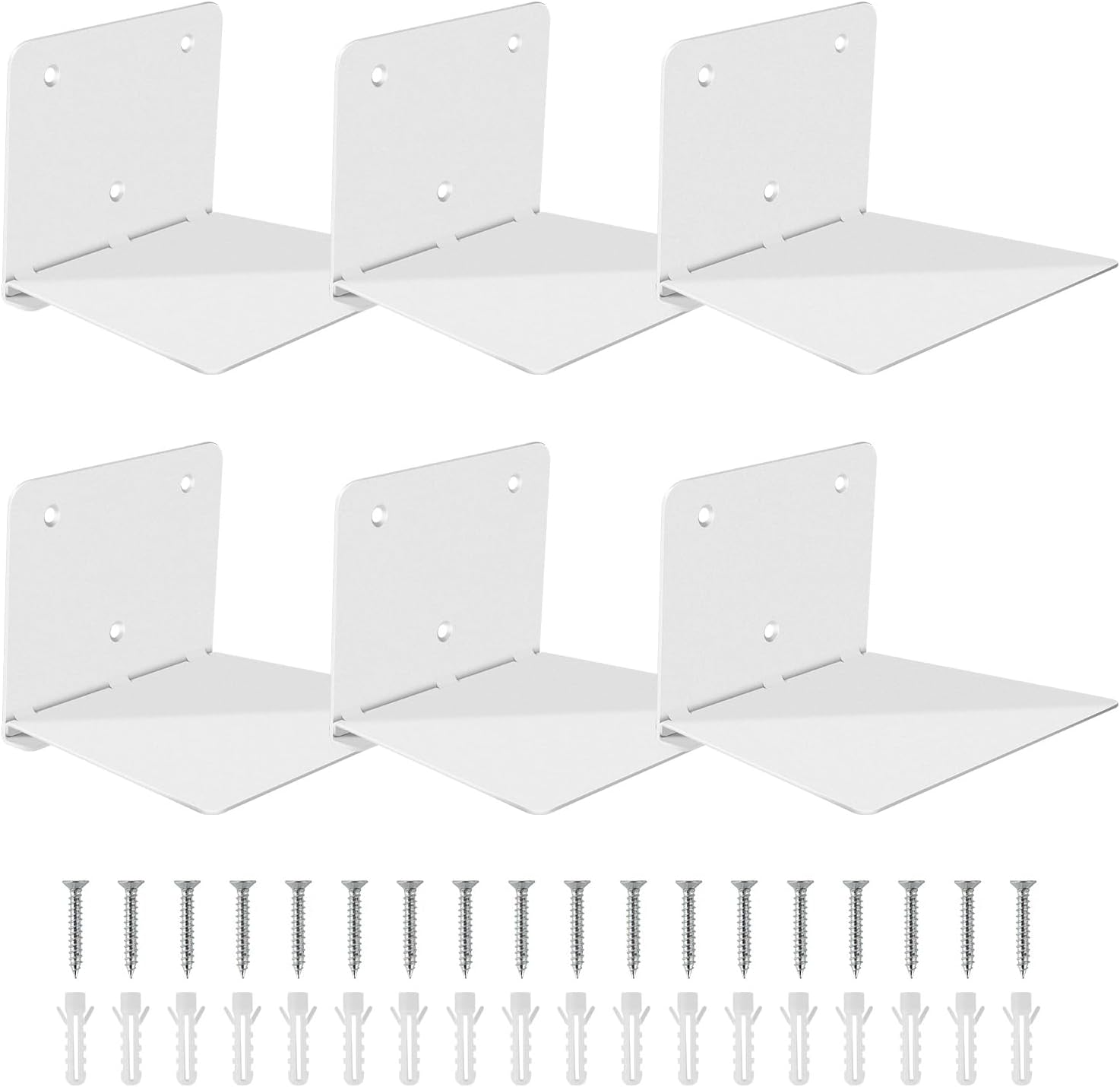 FENTEC 6 Pack Floating Bookshelf Wall Mount White
