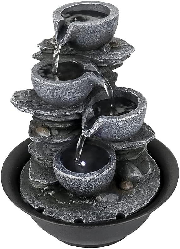 Naturefalls Indoor Tabletop Water Fountain 106 Inch 4 Tier with LED Light