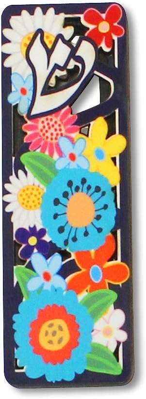 My Daily Styles Small Wooden Mezuzah Case with Flowers