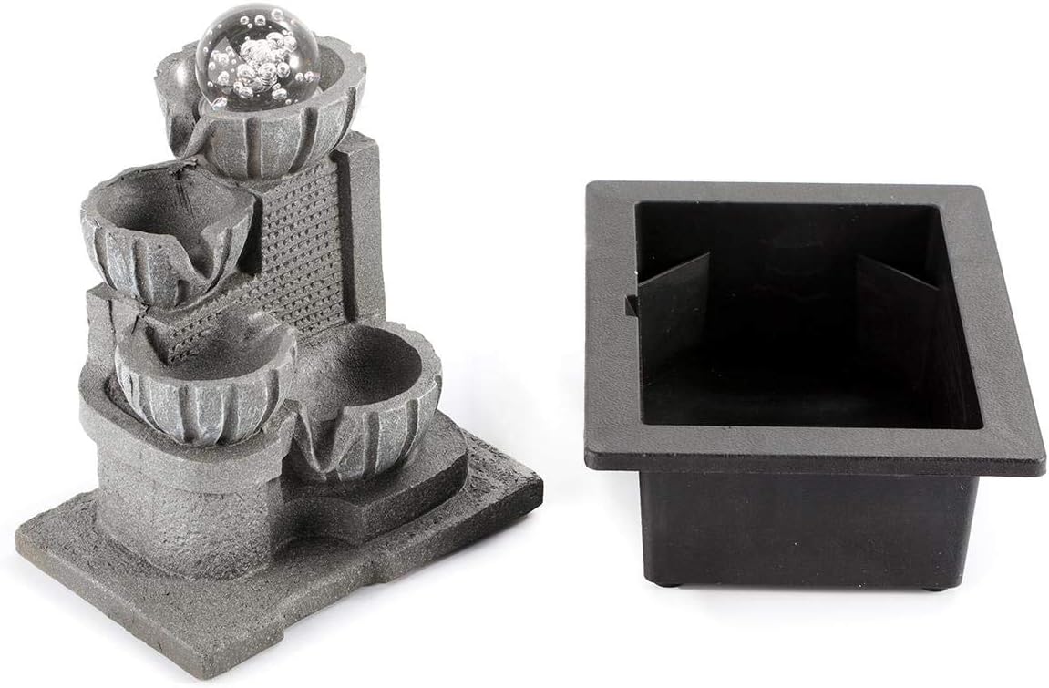 Dyna-Living Indoor Tabletop Water Fountain with LED Lights and Rolling Ball Design