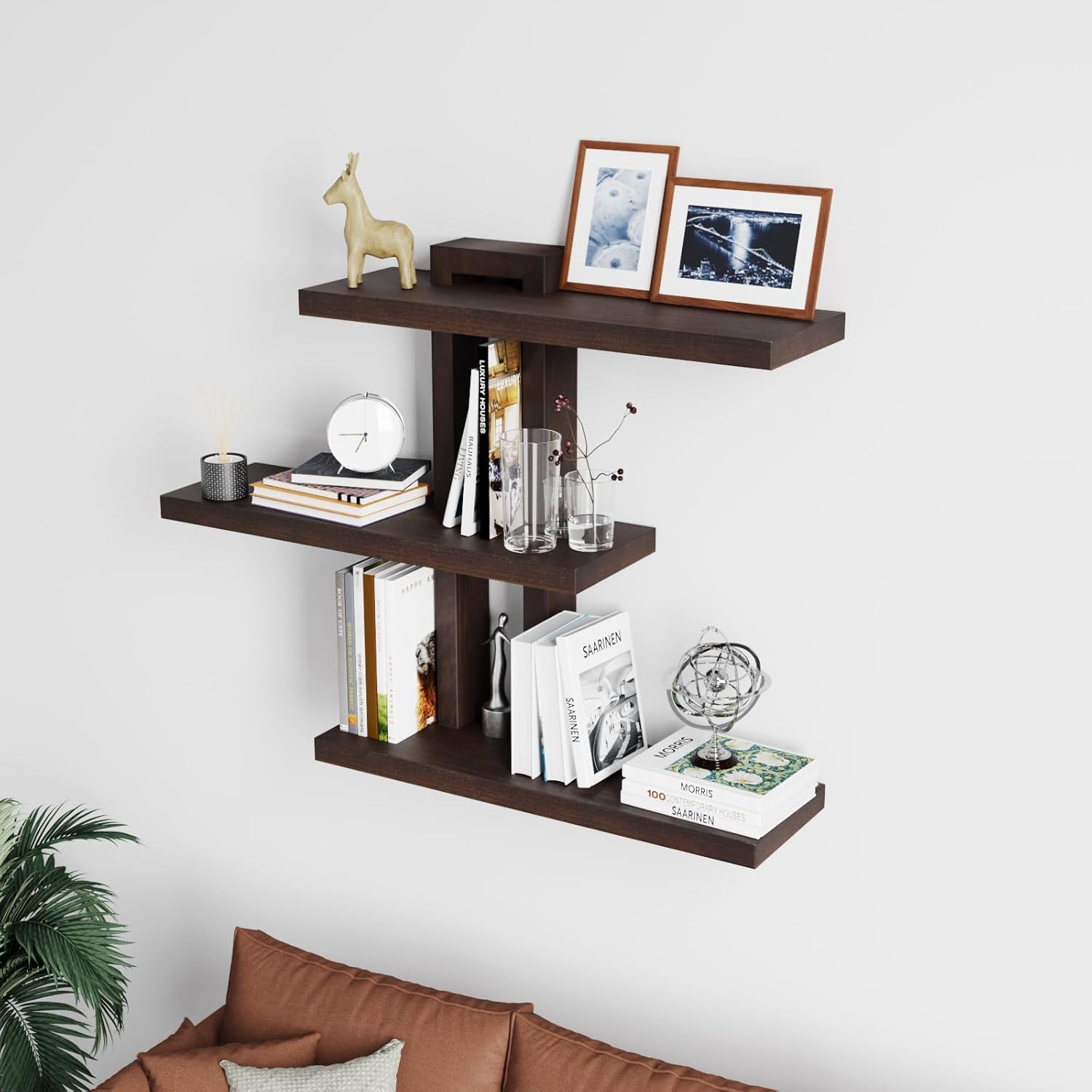 Variable Wood Floating Shelves Set of 3 - Dark Walnut