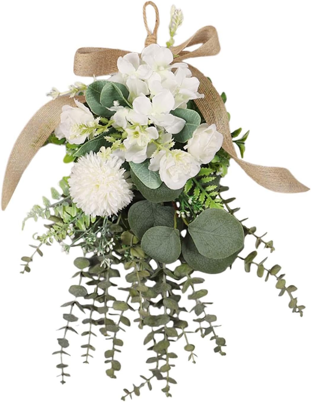 Eucalyptus Chrysanthemum Teardrop Wreath for Home Decor