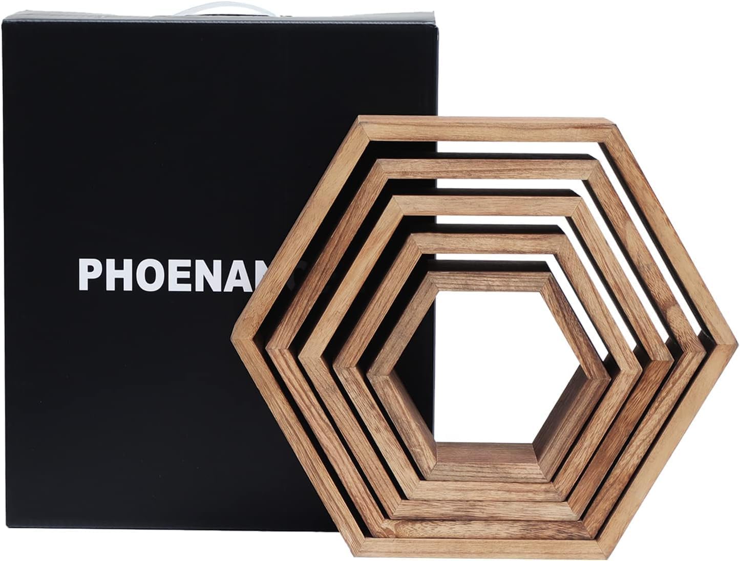 PHOENANCEE Hexagon Floating Shelves Set of 5