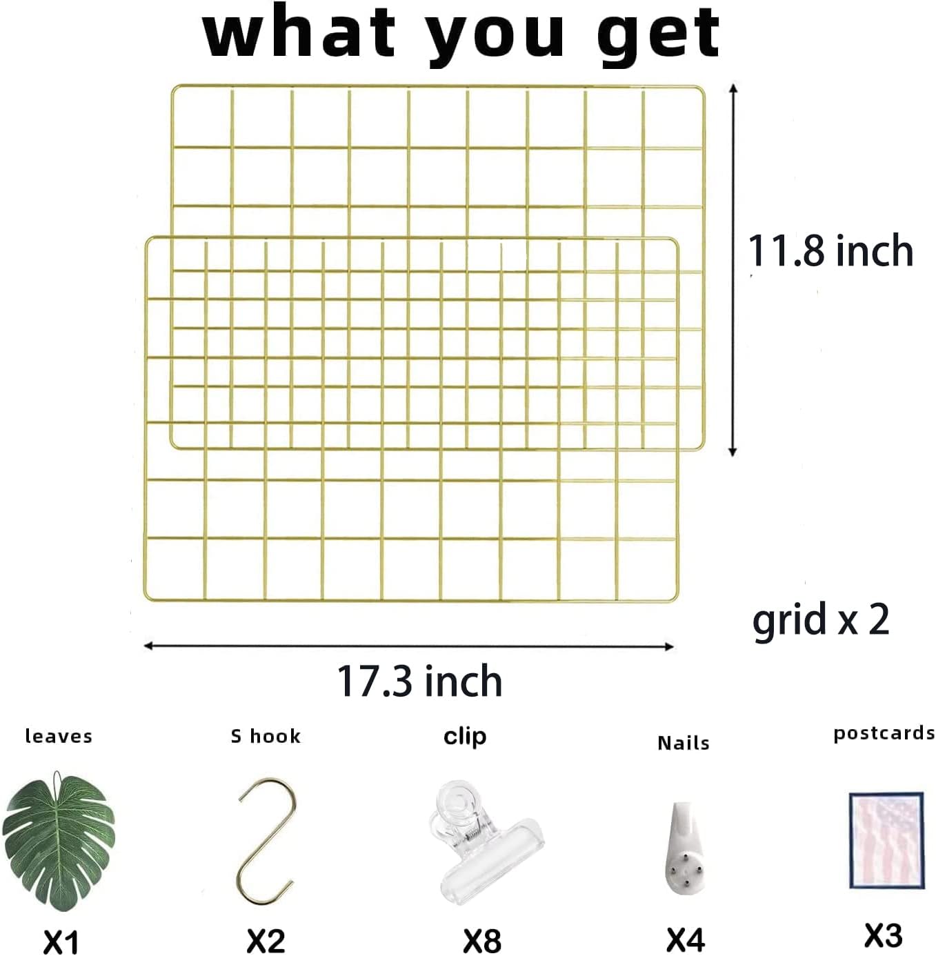 BULYZER Grid Wire Board 173 x 118 2-Pack Gold