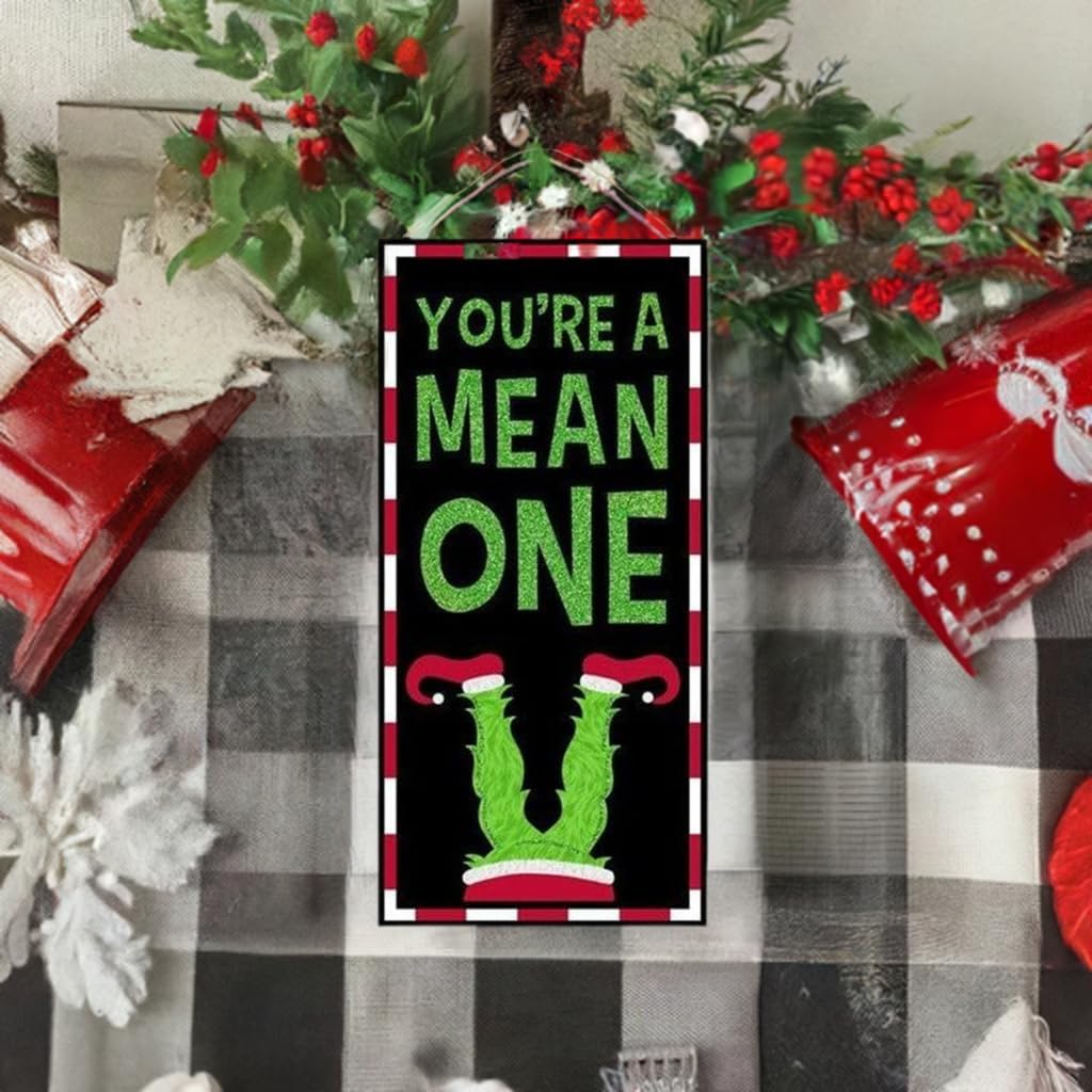 12 Inch Youre A Mean One Wooden Christmas Monster Wall Door Hanger