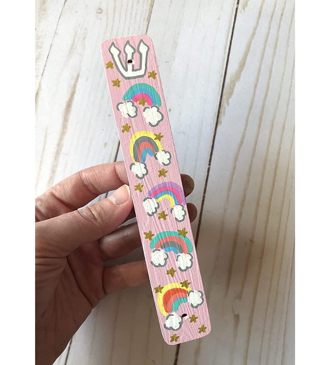 Lea Joelle Rainbow Mezuzah Gift for Baby Naming