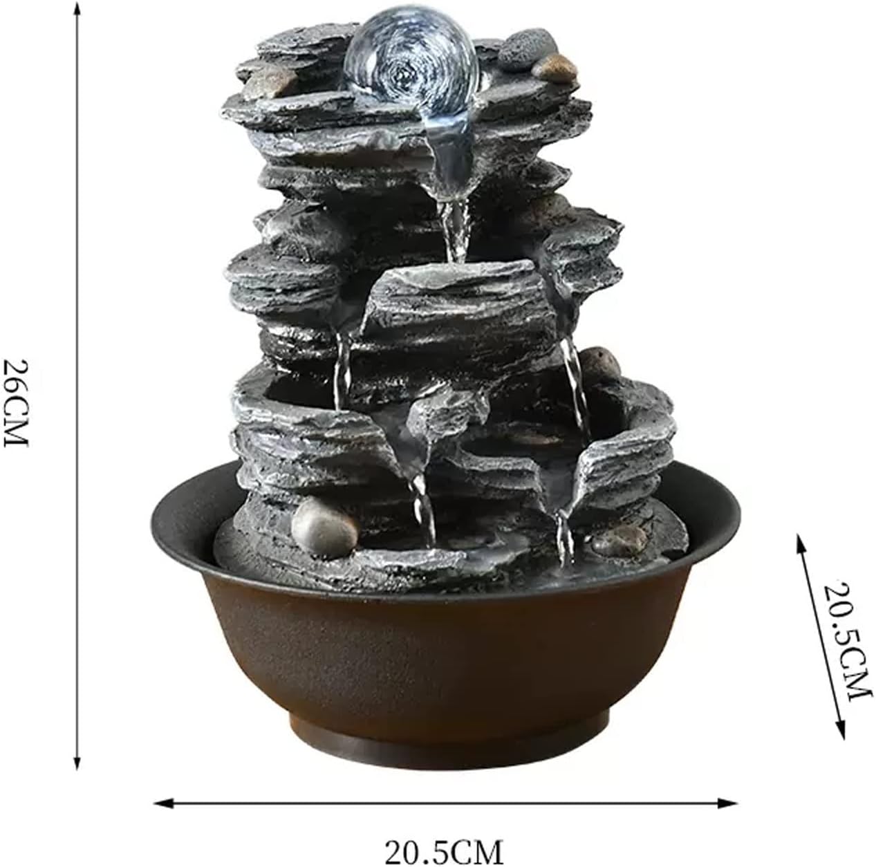 HIHELO Desktop Fountain with Resin Rock and Rotating Ball