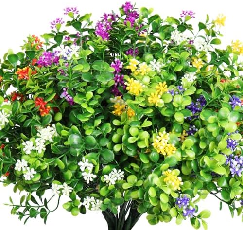 RECUTMS 10 Bundle Artificial Flowers UV Resistant