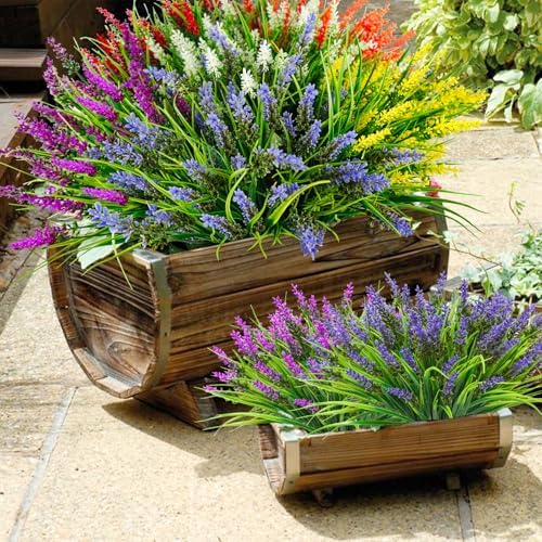 Agusbagli 48 Bundles Artificial Grass Fake Plants for Outdoor Decor